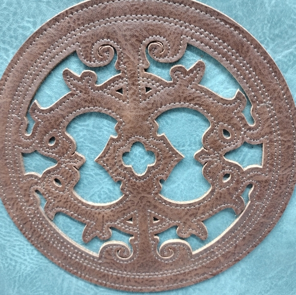 Women's large turquoise leather handbag - Picture 5 of 5